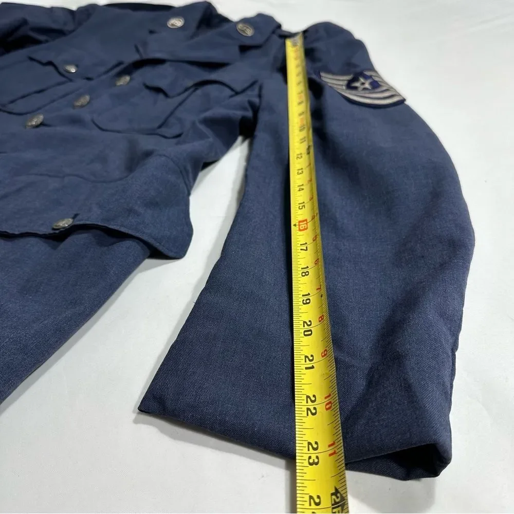 Vintage US Air Force USAF Service Dress Coat Mens 40R Wool Blue Uniform Jacket